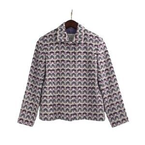 Doncaster Womens M Wool Blend Purple Rainbow Woven Tailored Jacket Old Money